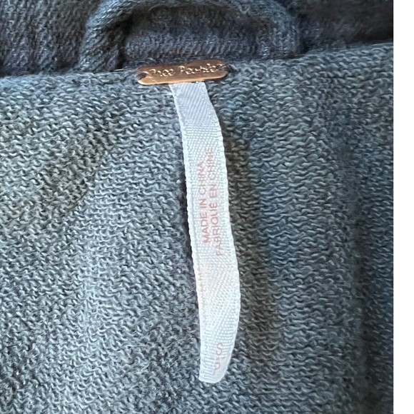 Free People Navy Blue Moto Jacket Size S Belted Full Zip Distressed Cotton - Picture 4 of 17